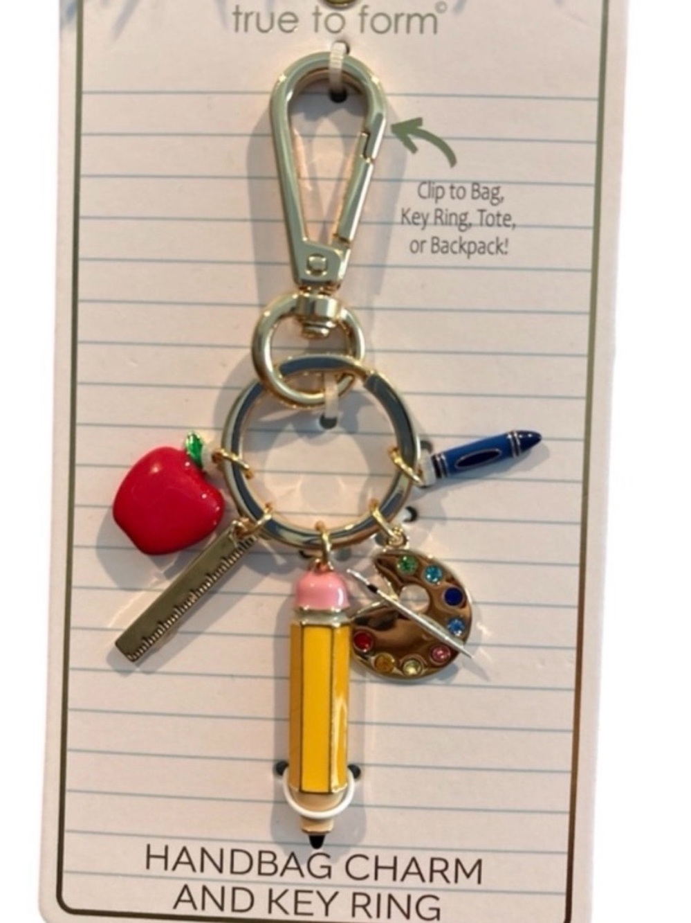 True to Form Teacher Handbag Charm with Pencil and Apple